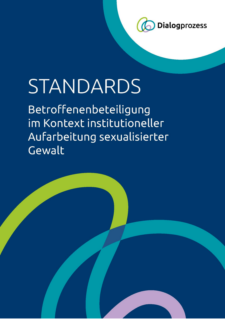 Coverabbildung der Publikation "Standards Betroffenenbeteiligung im Kontext institutioneller Aufarbeitung sexualisierter Gewalt